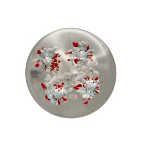 Paperweight by John Gentile from the Studio Period of Red White and Blue Flowers growing from a White Polychrome Flower bed