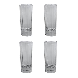 4 Flat Juice Glass Set by CRISTAL D&#39;ARQUES-Durand, 6oz Capacity. Chic Glassware for Home Entertaining, Part of the Octime Clear collection.
