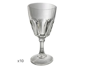 Arcoroc, Petale by Cristal D'arques-Durand, 9 Wine Goblets marked France. Set of 9 6.5" Wine/Water Stemware. Base marked ARCOROC FRANCE