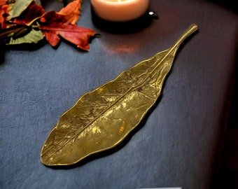 Leaf Form Brass Trinket Tray or Catchall for Jewelry, Keys and Small Items by Oscar J.W. Hansen 1963 VA. Metalcrafters, Ashtray, made in VA