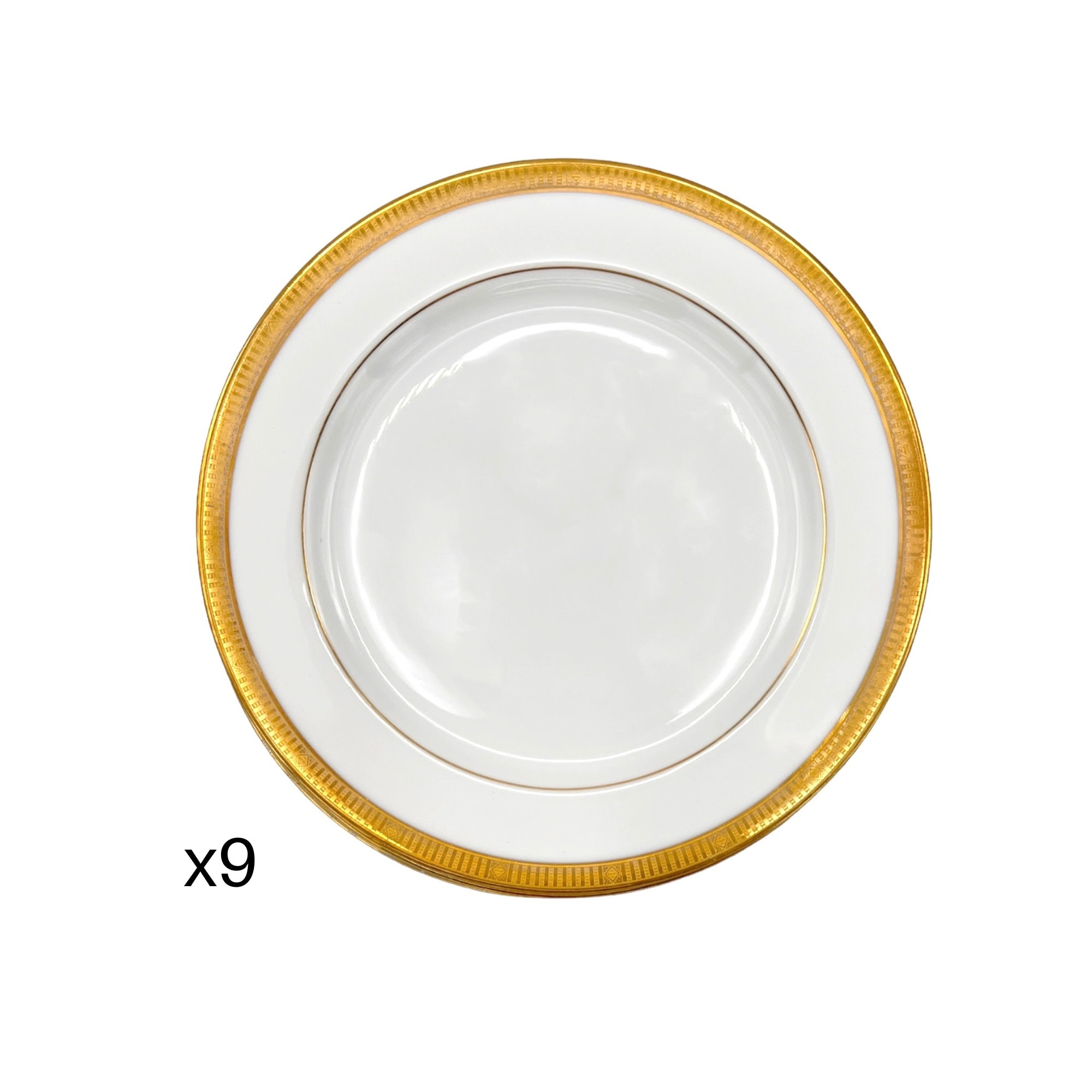Bernardaud Limoges France Madison, Set of 9 Gold Rim Salad Plates
