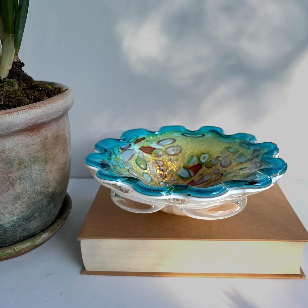 Arte Murano コンポート　フルーツ皿　ムラーノ Murano Glass Bowl: Tutti Frutti by Avem Murano Dino Martens Style