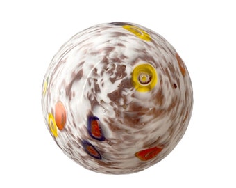 MBDCO Art Glass Briefbeschwerer | Polychromes Sattered Design, Made in Japan, Original Aufkleber