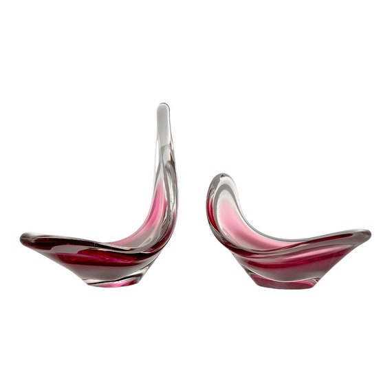 Swedish Art Glass, Coquille Bowl Pair | Signed Paul Kedelv | Mid