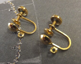 12K Gold Filled Screw Back Earring Clips, Clip On, Pair, Italian, Sorrento