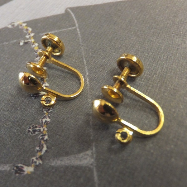 12K Gold Filled Screw Back Earring Clips, Clip On, Pair, Italian, Sorrento