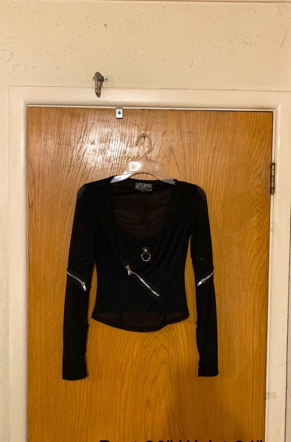 Lip Service Stretch Mesh Tight Black Top W/Zippers