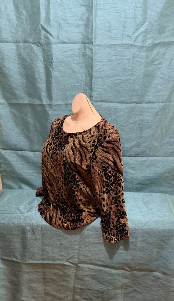 retro Cheetah print sheer blouse metal detail m ... ^^^