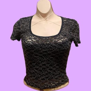 Pretty Good Brand Stretch Lace Peek-a-boo top.  Size Large