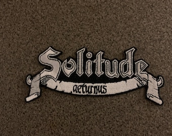 Solitude Aeturnus, Parche, 5”x2”, blanco y negro. Vendido por primera vez en Hell’s Heroes VI