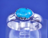 Size 1.5, vintage Sterling silver handmade ring, Native American, southwestern, 925 band with turquoise, silver tested