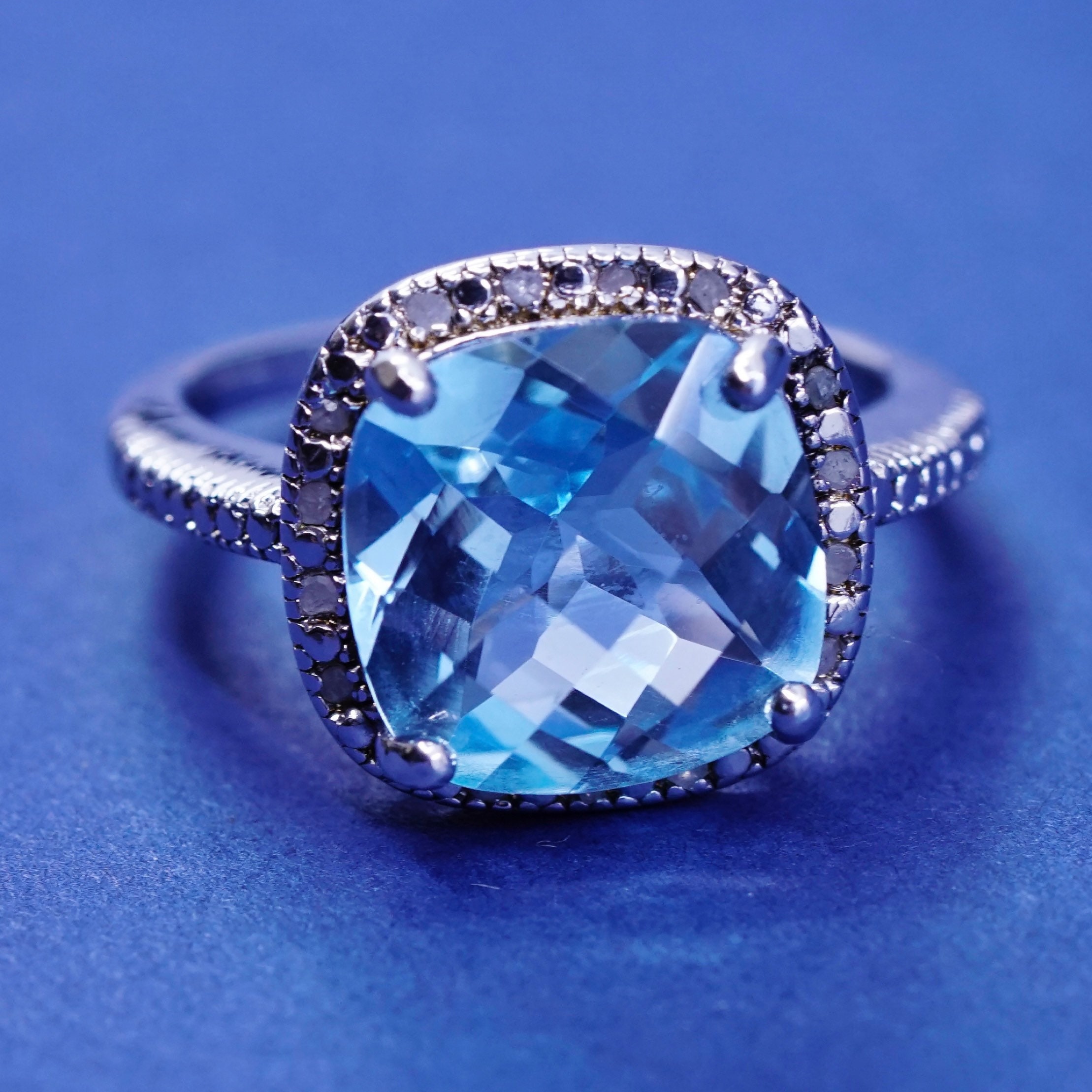 Size 8.25 Vintage DBJ Sterling 925 Silver Handmade Ring With Cushion Cut Topaz and Diamond Stamped 925 Etsy