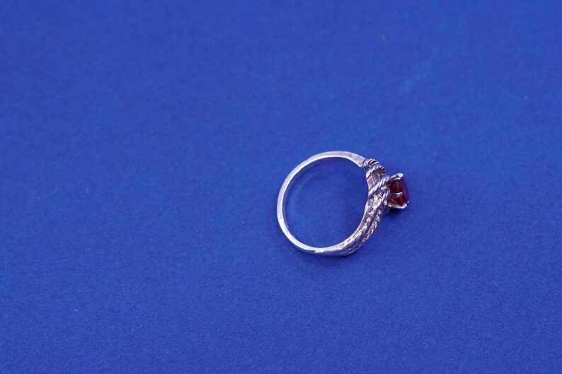 stamped Sterling Size 4.75 vintage Sterling 925 silver handmade ring with Ruby
