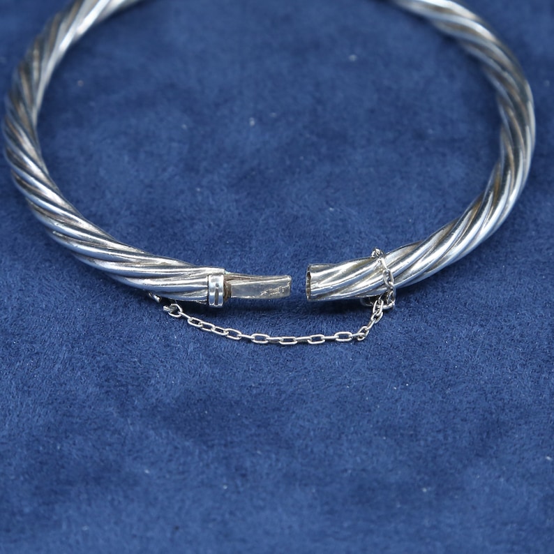 7.75 solid 925 silver twisted cable bangle vintage 530534 sterling silver handmade bracelet stamped 925 A