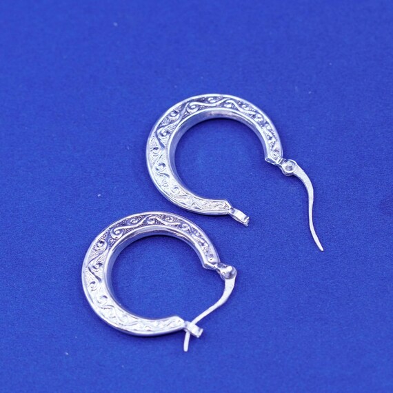 1”, Vintage Sterling silver handmade earrings, te… - image 5