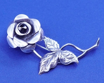 Vintage beau sterling silver handmade brooch, 925 flower pin