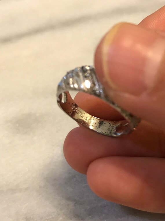 sz 7, vtg Sterling silver handmade ring, solid 925 silver band with marcasite View 4