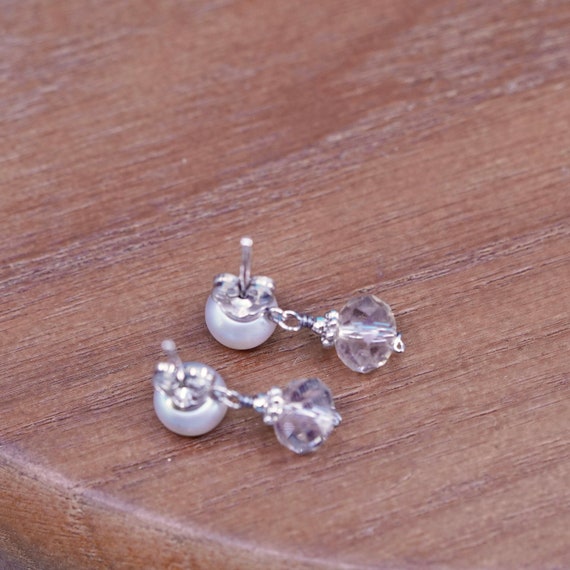 Vintage Sterling silver 925 handmade earrings wit… - image 4