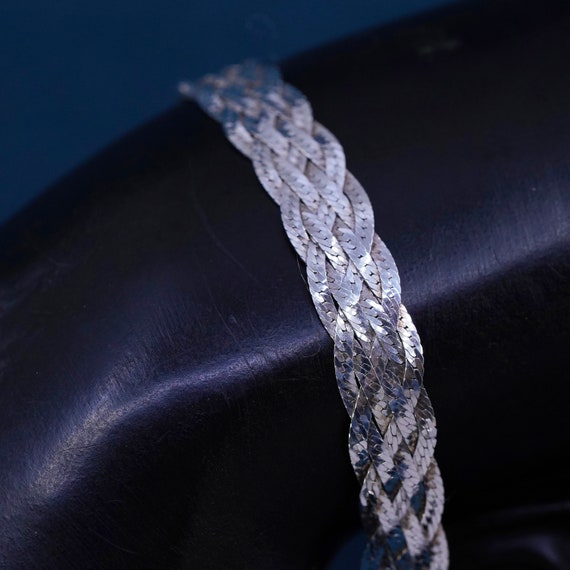 7", 8mm, vintage Sterling silver bracelet, textur… - image 1