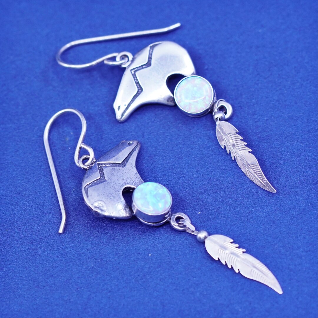 Navajo Glenn Irene Sterling 925 Silver Handmade Bear With Opal Etsy