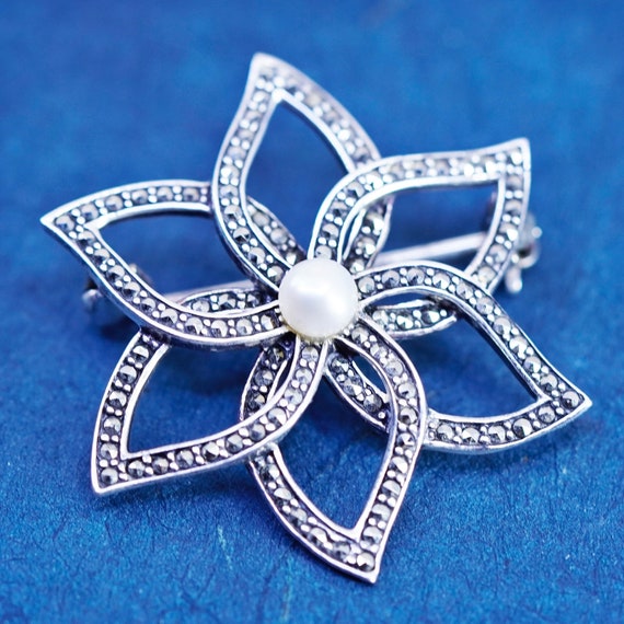 Brooch Women Silver Pearl, Pearl Snowflake Pin Brooch