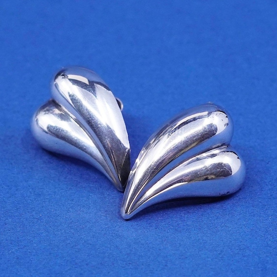 two tone Sterling silver handmade earrings, 925 heart studs