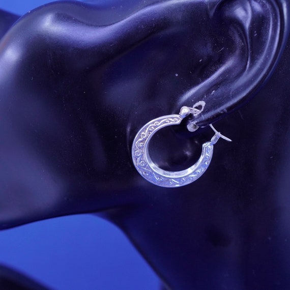 1”, Vintage Sterling silver handmade earrings, te… - image 2