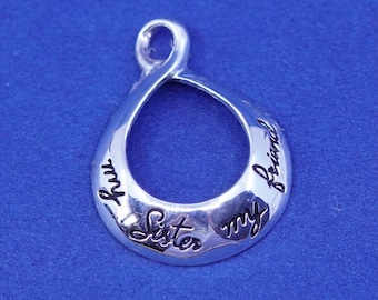 Sterling silver handmade prayer pendant, 925 infinity loop with “my sister, my friend” engraved, stamped 925 LA