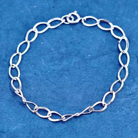 7”, 6mm, Vintage Sterling Silver Handmade Bracelet, 925 Curb Link 