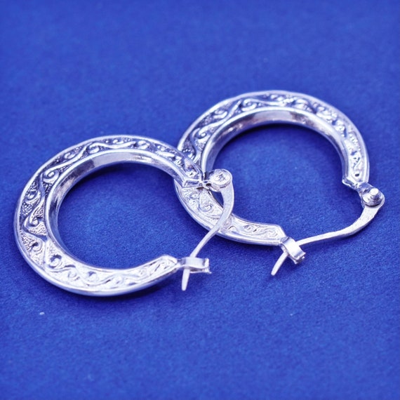 1”, Vintage Sterling silver handmade earrings, te… - image 3