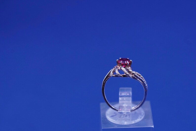 stamped Sterling Size 4.75 vintage Sterling 925 silver handmade ring with Ruby