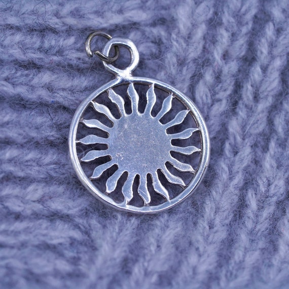 Vintage Sterling silver handmade pendant, 925 sun… - image 3