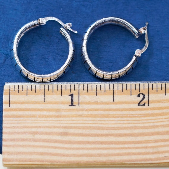 0.75”, vintage Sterling silver handmade hoop earr… - image 5