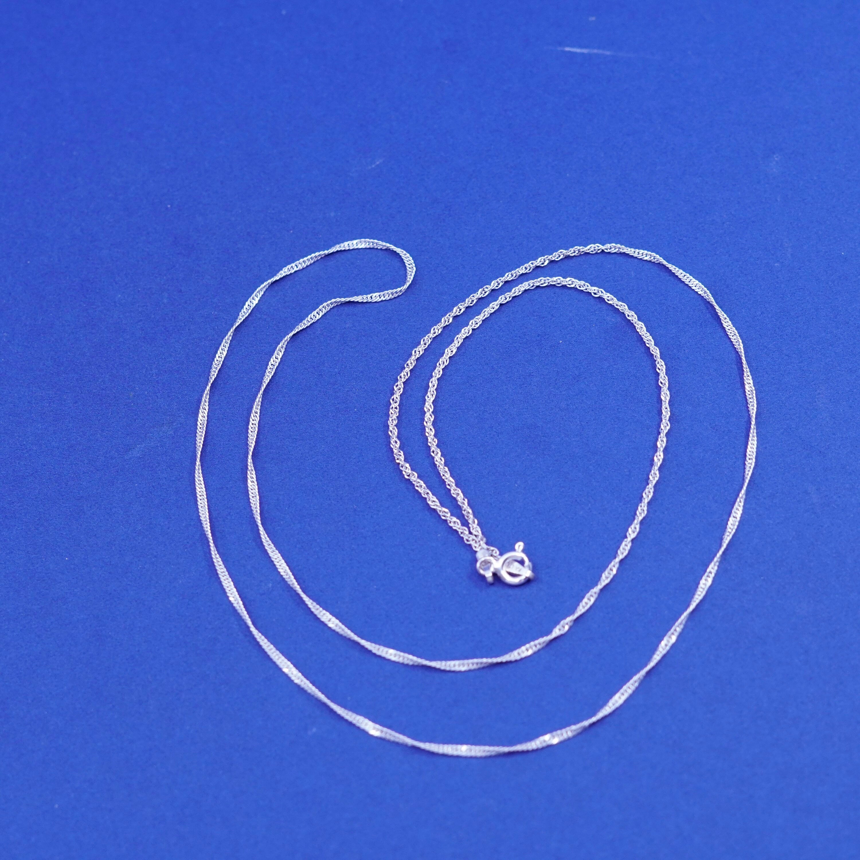 24 1mm vintage Sterling silver necklace 925 Singapore rope Etsy