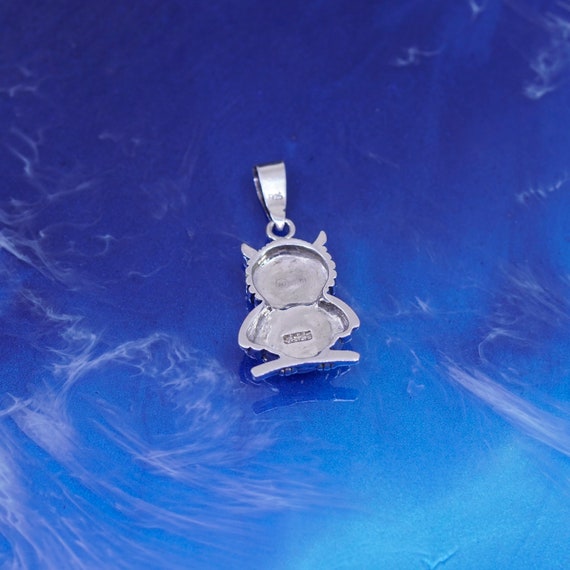 Vintage Sterling silver Handmade pendant, 925 owl… - image 3