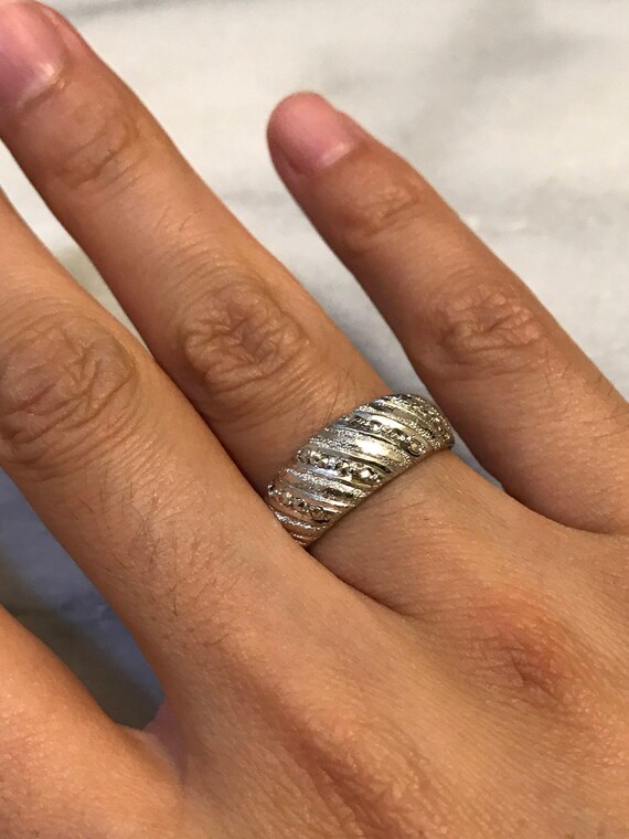 sz 7, vtg Sterling silver handmade ring, solid 925 silver band with marcasite View 3