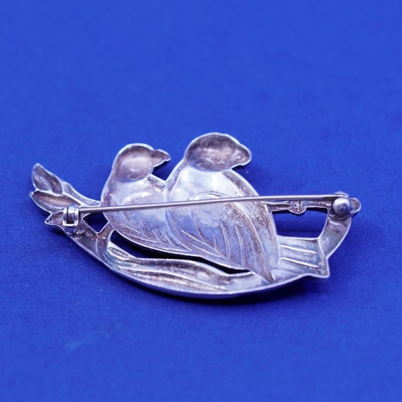 Vintages sterling silver handmade bird brooch, 92… - image 5