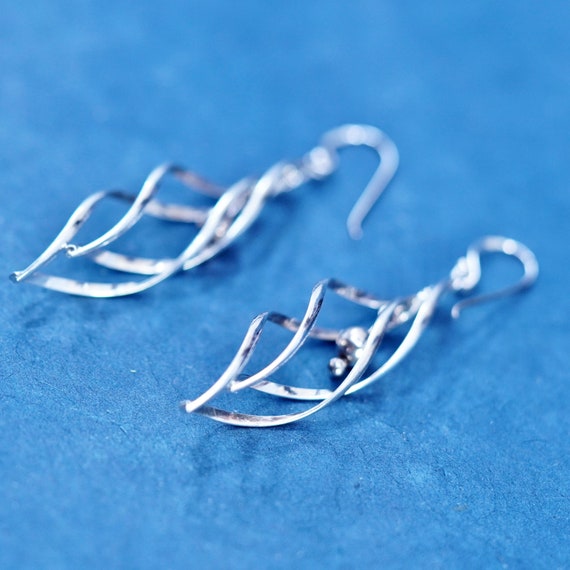 Vintage sterling silver handmade earrings, 925 tw… - image 4