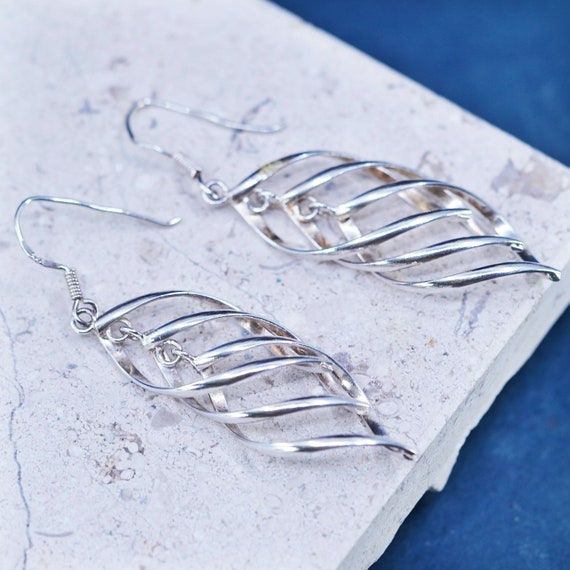 Vintage sterling silver handmade earrings, modern… - image 1