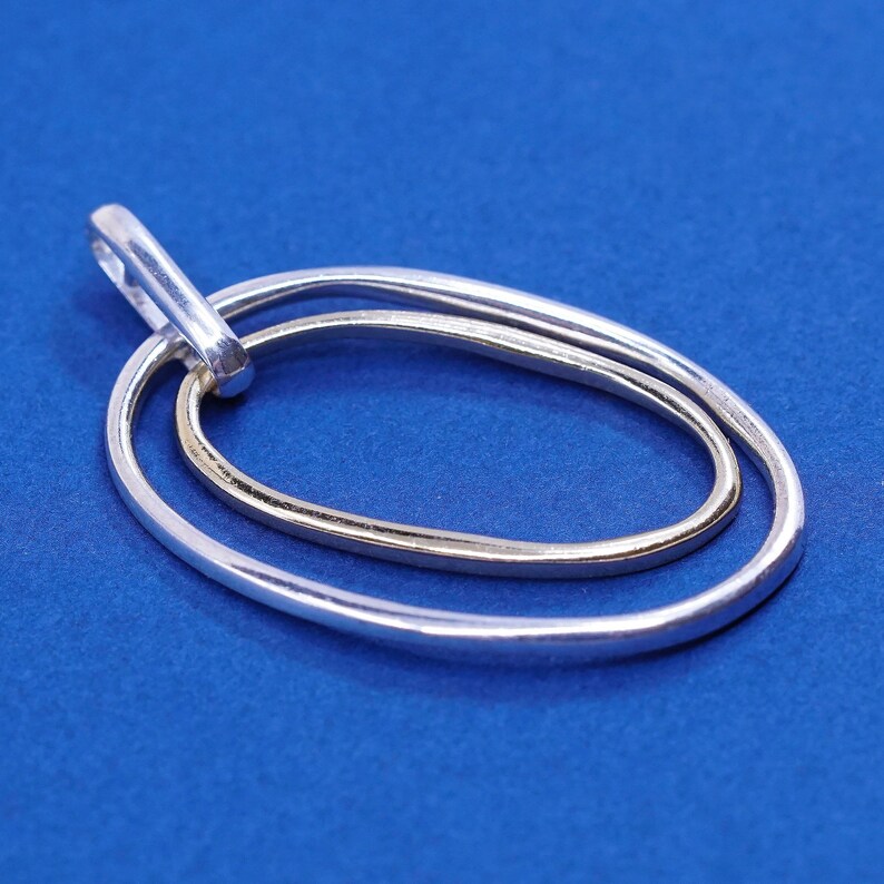 925 double circle pendant stamped 925 vintage two tone Sterling silver handmade pendant