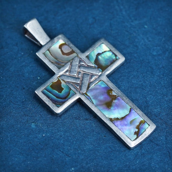 Vintage Sterling 925 silver handmade cross pendan… - image 1