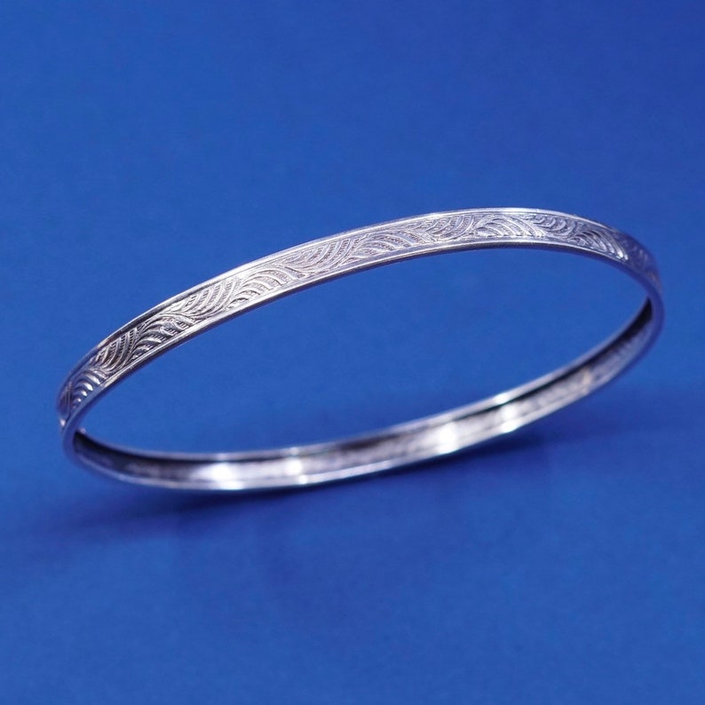 vintage sterling silver handmade bracelet 560004 8 stamped sterling solid 925 silver bangle with textured surface