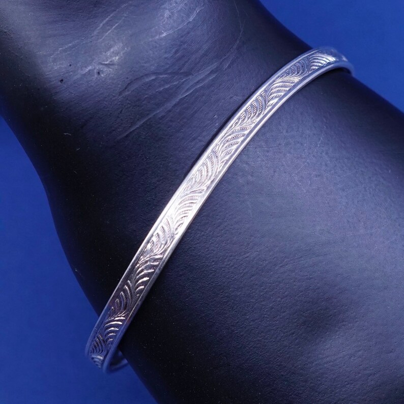 vintage sterling silver handmade bracelet 560004 8 stamped sterling solid 925 silver bangle with textured surface