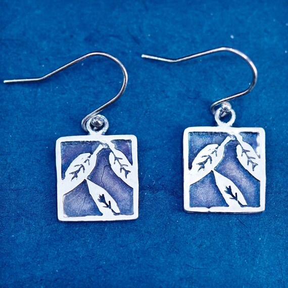 Blue Resin Sterling Silver Tree Dangle Earrings Blue Resin Sterling Silver Tree Dangle Earrings