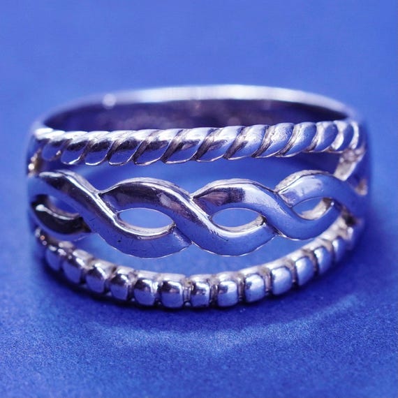 Size 8.25, Sterling Silver Ring, 925 Cable Band Embossed “friends