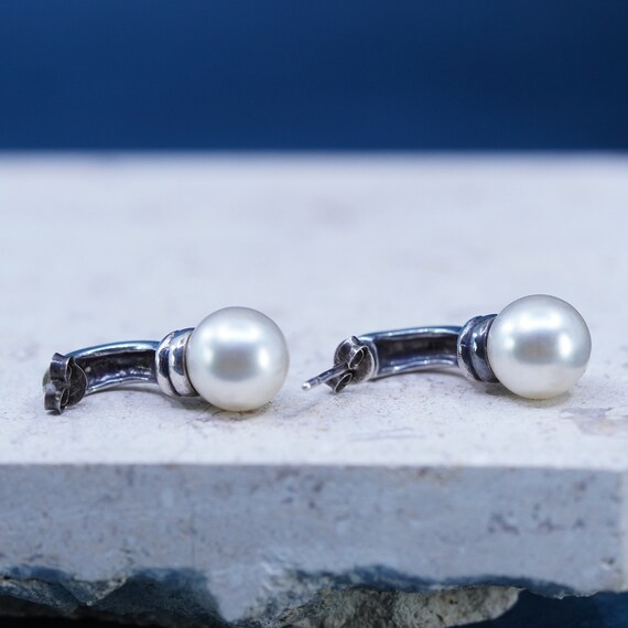 Vintage sterling silver handmade earrings, 925 st… - image 3