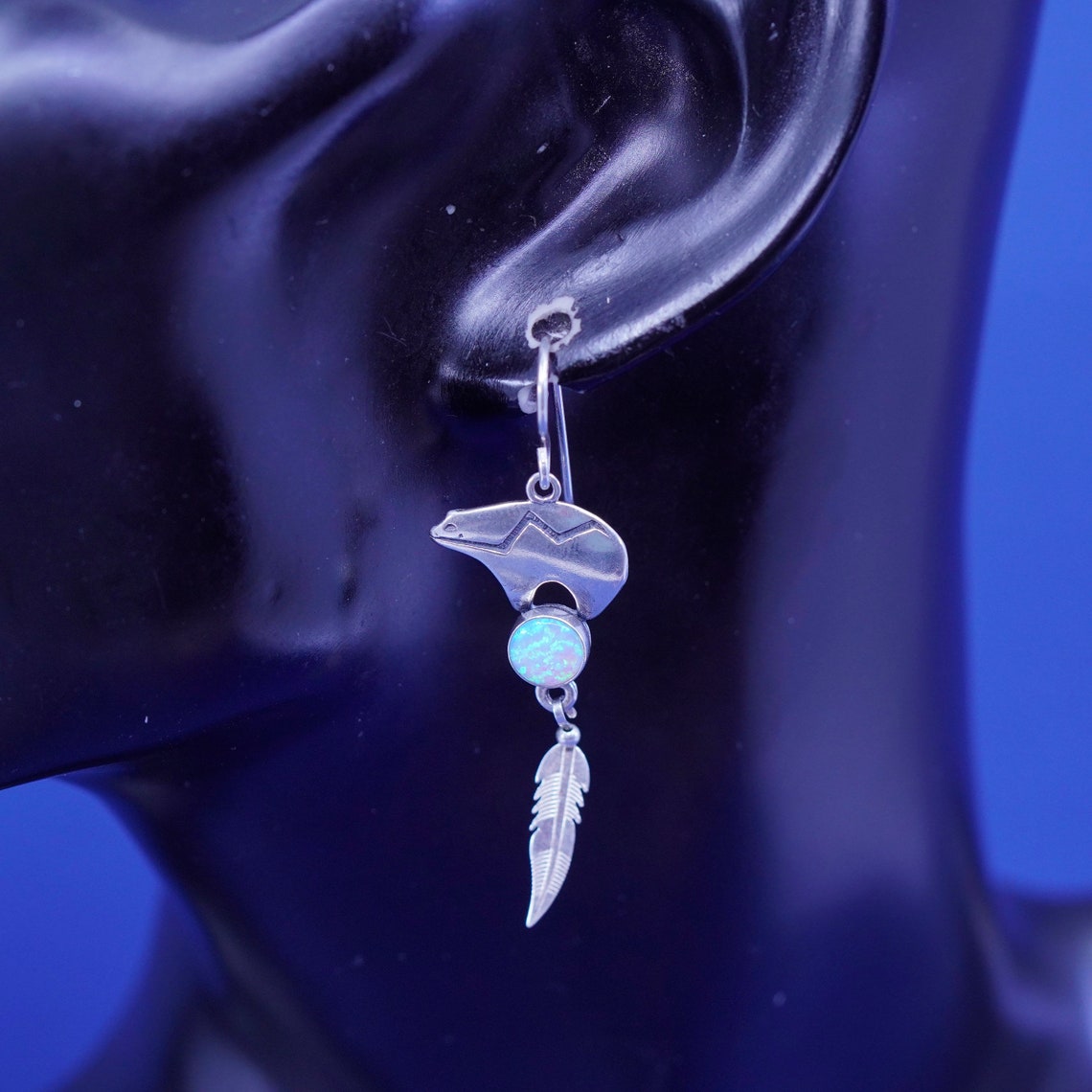 Navajo Glenn Irene Sterling 925 Silver Handmade Bear With Opal Etsy