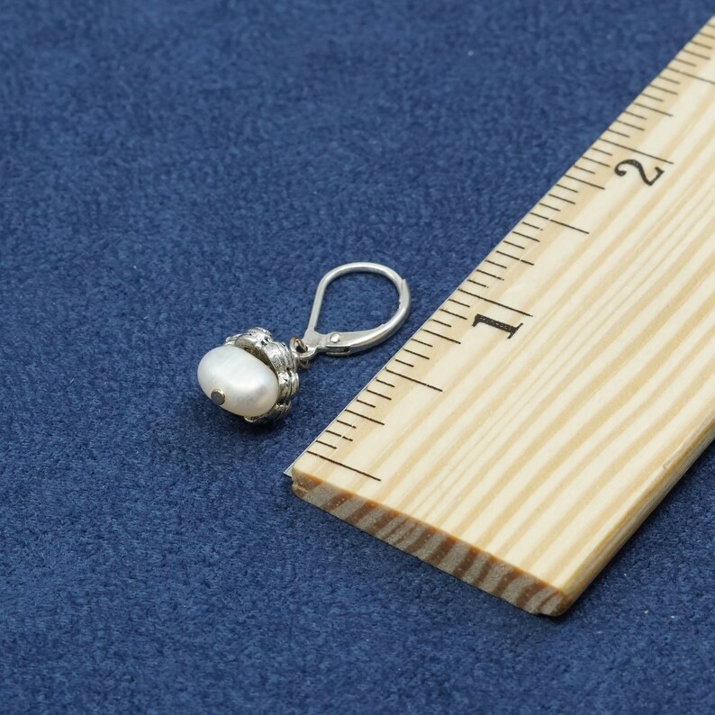 solid 925 silver hooks with pearl drops 500509 stamped 925 Sterling silver handmade earrings Vintage