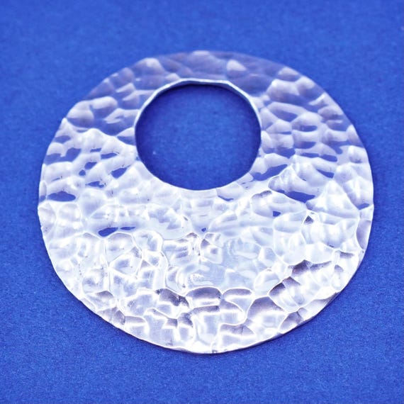 vintage ATI Sterling silver handmade pendant, 925 Hammered circle pendant