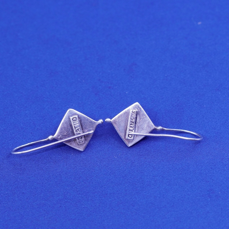 stamped 925 ATI 925 filigree Bali diamond drop Vintage sterling silver handmade earrings